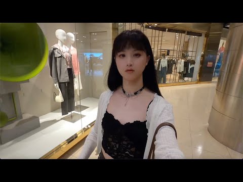 Transgirl goes to the mall and tries on different styles of clothes