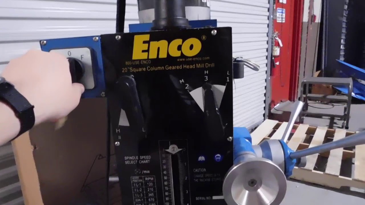 Enco 20" Squared Column Geared Head Mill Drill Combo w/ Accessories For