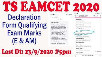 TS EAMCET 2020 Declaration Form Submission of Qualifying Examination Marks E & AM