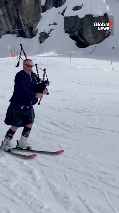Police band bagpiper hits the slopes in BC ⛷️ #Bagpipes