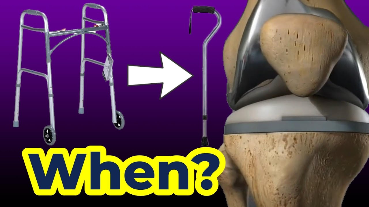 When to DITCH the Walker for a Cane after Knee Joint Replacement - YouTube