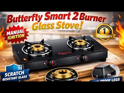 Butterfly Smart 2 Burner Glass Top Gas Stove Review 🔥 | Brass Burners | Toughened Glass