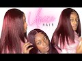 Unboxing &amp; Applying 99J Colored Wig | T-Part Closure Wig | Unice Hair