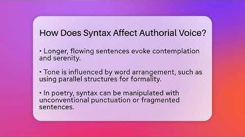 How Does Syntax Affect Authorial Voice? - The Prose Path