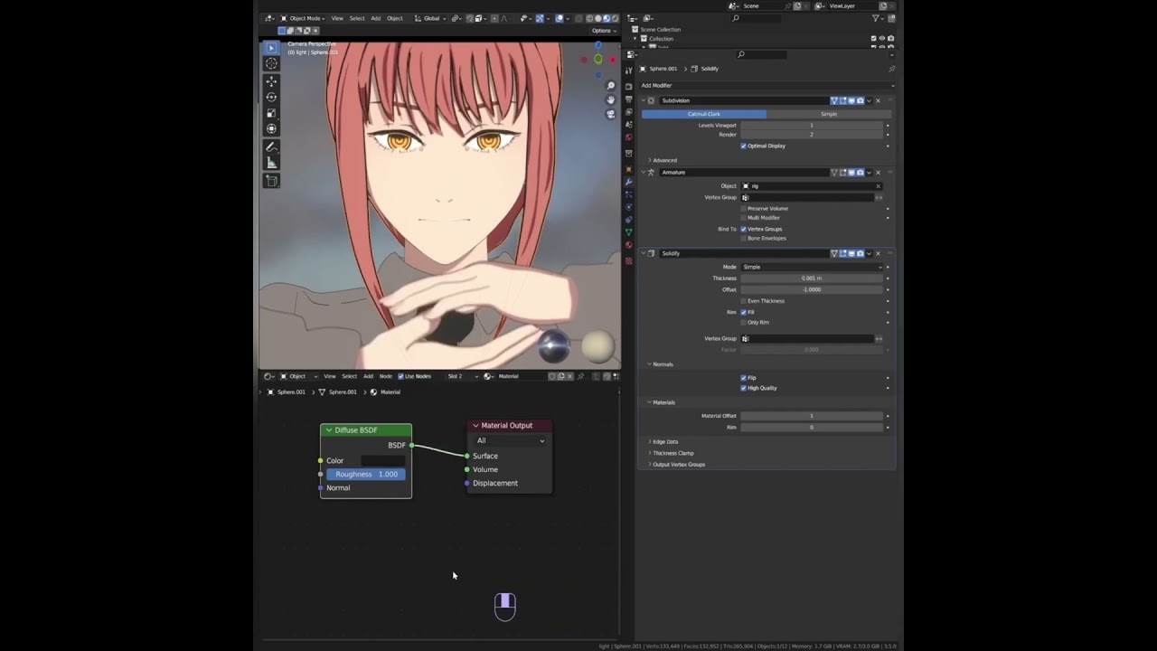 Make easy anime outline in blender
