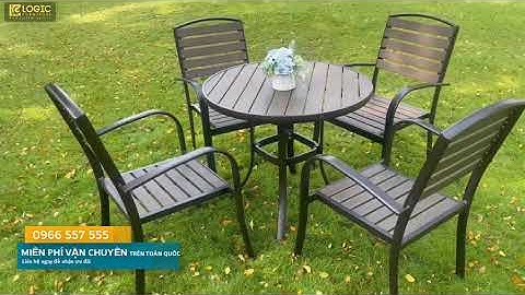 Nội Thất Logic | Bộ bàn ghế Composite cà phê mặt tròn 1 bàn 4 ghế I1-D5