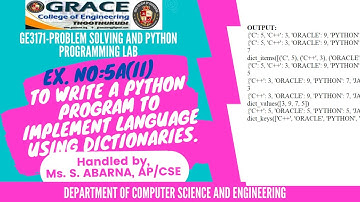 GE3171-Ex5a(ii)- Implementing real-time/technical applications Language using Dictionaries