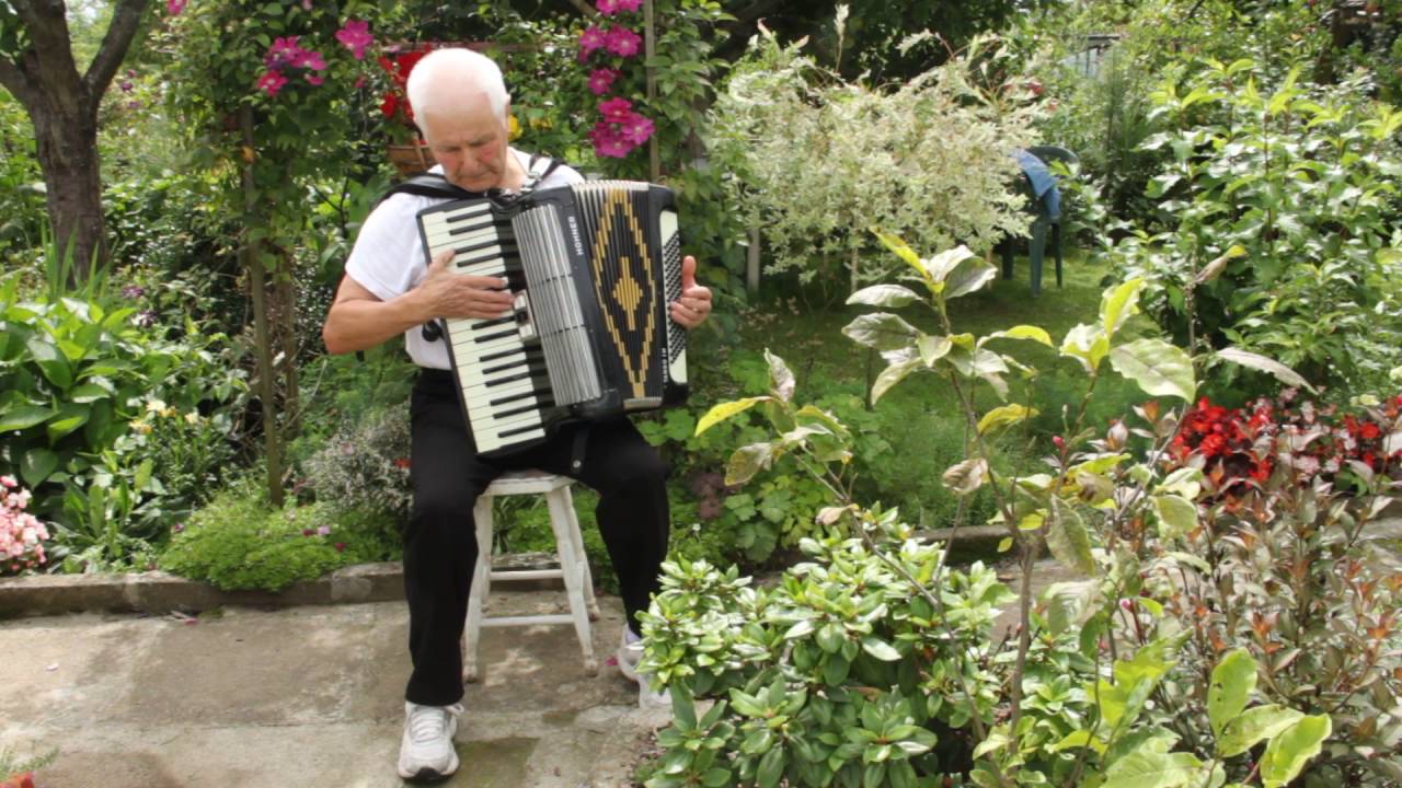 Jan Bułczyński gra na akordeonie 