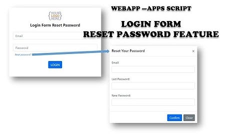 Google Apps Script - Login Form with Reset Password Feature