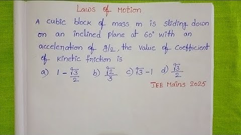 Een kubiek blok met massa m glijdt naar beneden op een hellend vlak onder een hoek van 60° met ee...