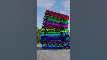 Mixed Color Cars & Buses Fall Crash & Explode - BeamNG.drive #youtubeshorts #carcrash
