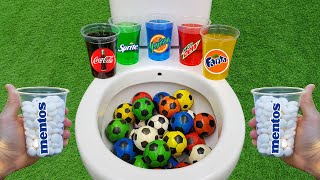 Football VS Popular Sodas !! Sprite, Coca Cola, Fanta, Mtn Dew, Yedigün and Mentos in the toilet