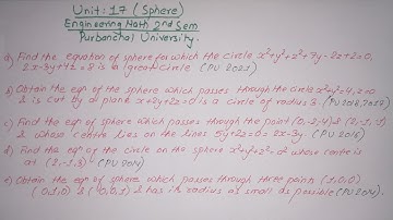 Sphere All type Questions from Question Bank | Unit:17 | Engineering Math 2nd sem |PU| Prashant YT |