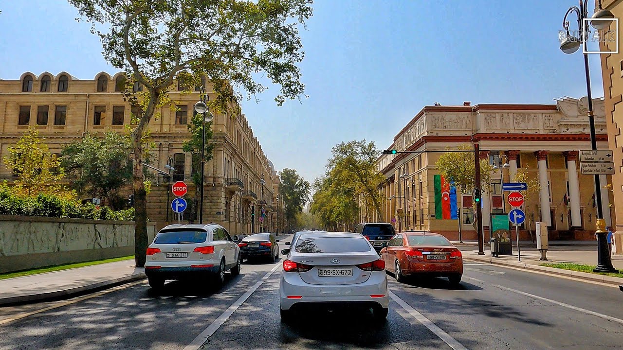 Красивые улицы Баку - Автомобильный тур -  Азербайджан (1 сентября 2021) 4k Driving Tour - Baku