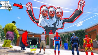 Franklin and Avengers Fight with 3 Head Evil Nun For save GTA 5 | GTAV Avengers | A.K GAME WORLD