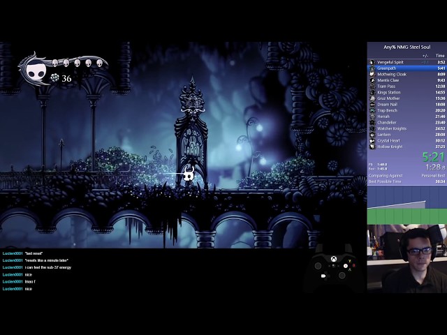 Hollow Knight - Hitless Any% Speedrun [Glass/Steel Soul] - 45