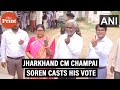 Jharkhand CM Champai Soren casts his vote in Jilingora, Saraikela Kharsawan District.