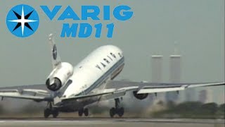 Super Close to runway for VARIG MD11 takeoff from NEW YORK JFK (1998)