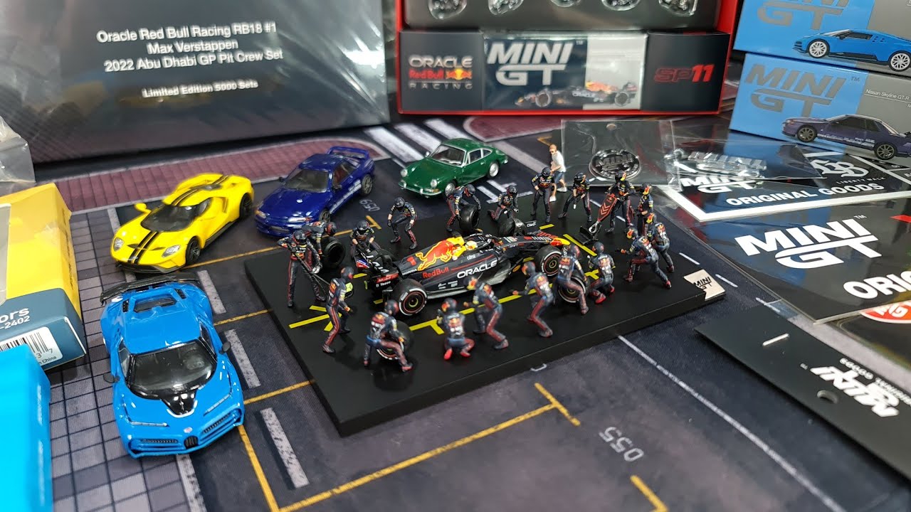 RB18 MAX Verstappenクルーセット＋ピットストップベース1/64 Ver2MiniGT Drop: Red Bull F1 20pcs Pit Crew! New Classic 1964