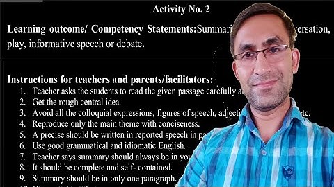 Std10 English | Summarise a story, conversation, play, informative speech or debate | Activity No. 2