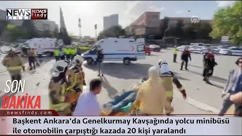 #Canlı - Başkent Ankara'da yolcu minibüsü ile otomobilin çarpıştığı kazada 20 kişi yaralandı