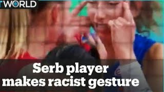 Serbian volleyball player Sanja Djurdjevic made a racist gesture during a match with Thailand.