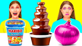 Chocolate Fountain Fondue Challenge | Amazing Culinary Moments by Happy Funny