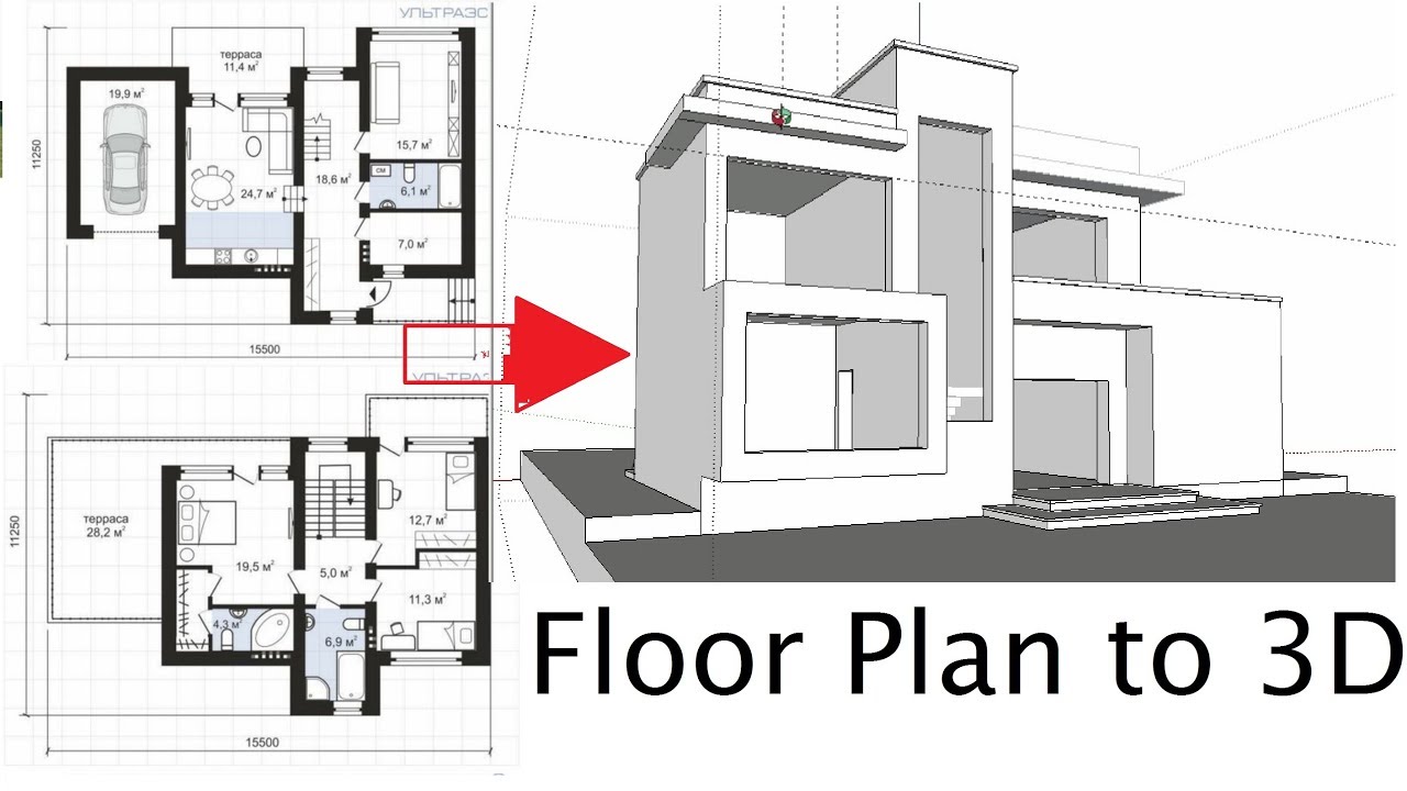 How To Import Floor Plan In Sketchup And Make 3d Model Of A Modern