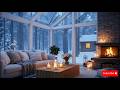 Peaceful Winter Cabin Sleep Music ❄️ Fireplace Crackling &amp; Snowfall