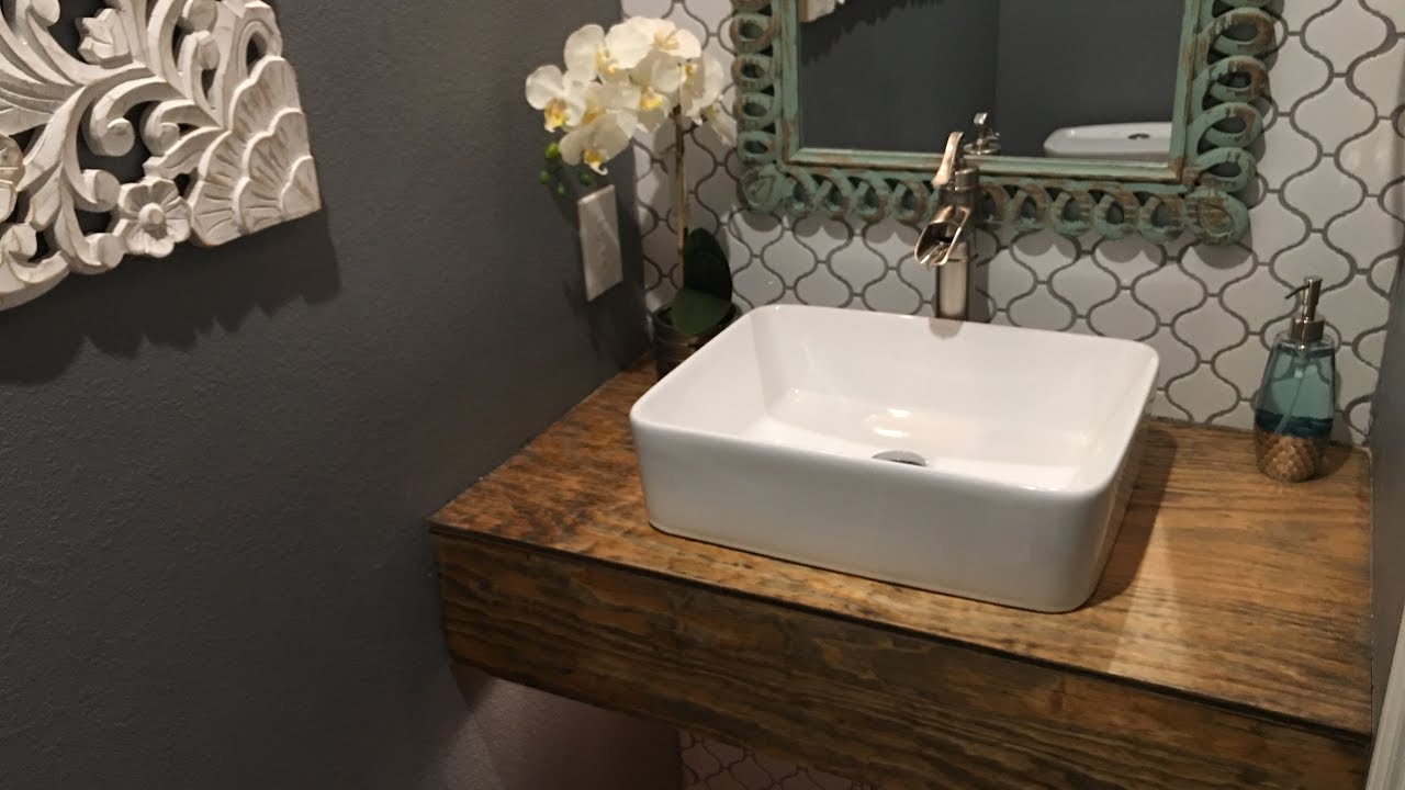 pix Floating Wood Vanity With Vessel Sink diy floating bathroom vanity with