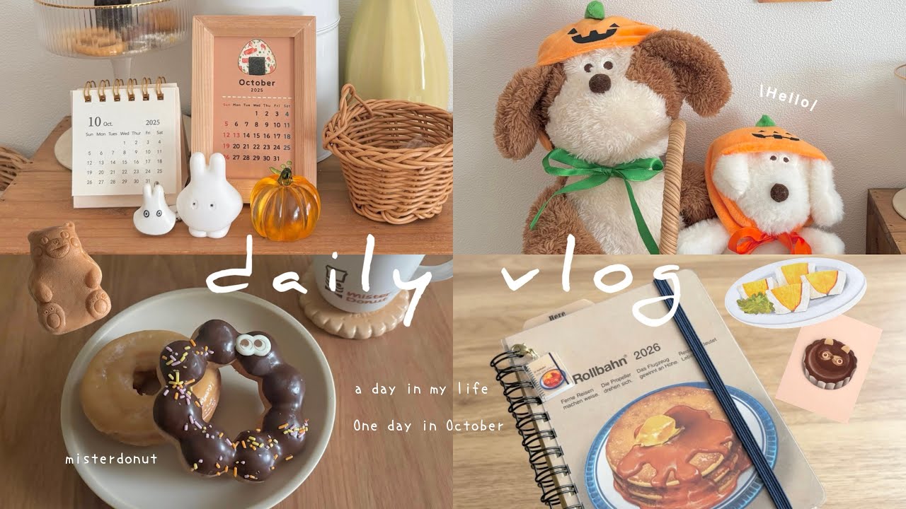 【vlog】🍂🍩🐶10月の始まりとかわいい雑貨とおやつ🪿📔/雑貨購入品、おうちごはん、シール帳、おやつ時間