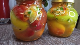 МАРИНОВАННЫЙ БОЛГАРСКИЙ ПЕРЕЦ, фаршированный овощами// отличная закуска.