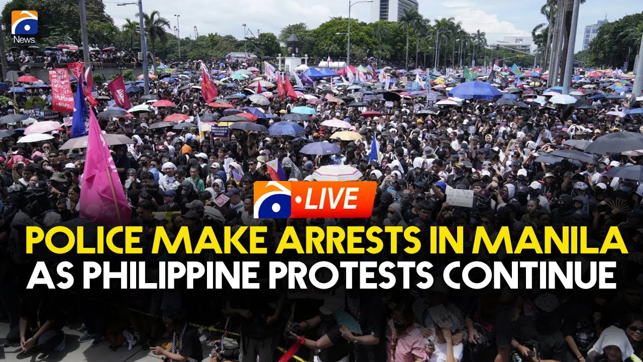 LIVE: Violence erupts near protests in the Philippines over corruption scandal | Geo News English
