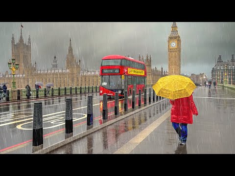 Tourists Love THIS London Weather? Grey u0026 Rainy Central London Walk - 4K HDR 60FPS