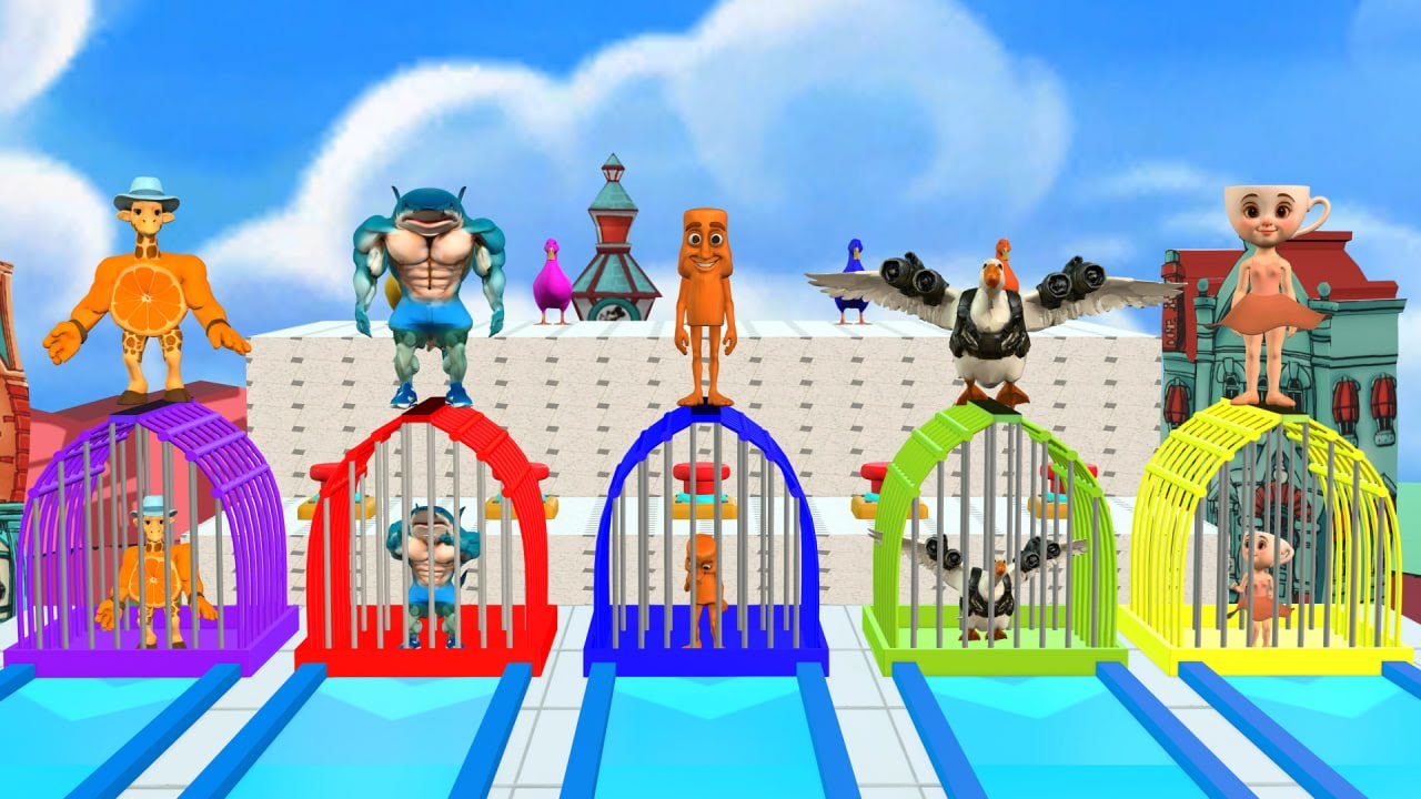 Long Slide Game With Cow Elephant Gorilla Hippopotamus Tiger 3d Animal Game Funny 3d Animals