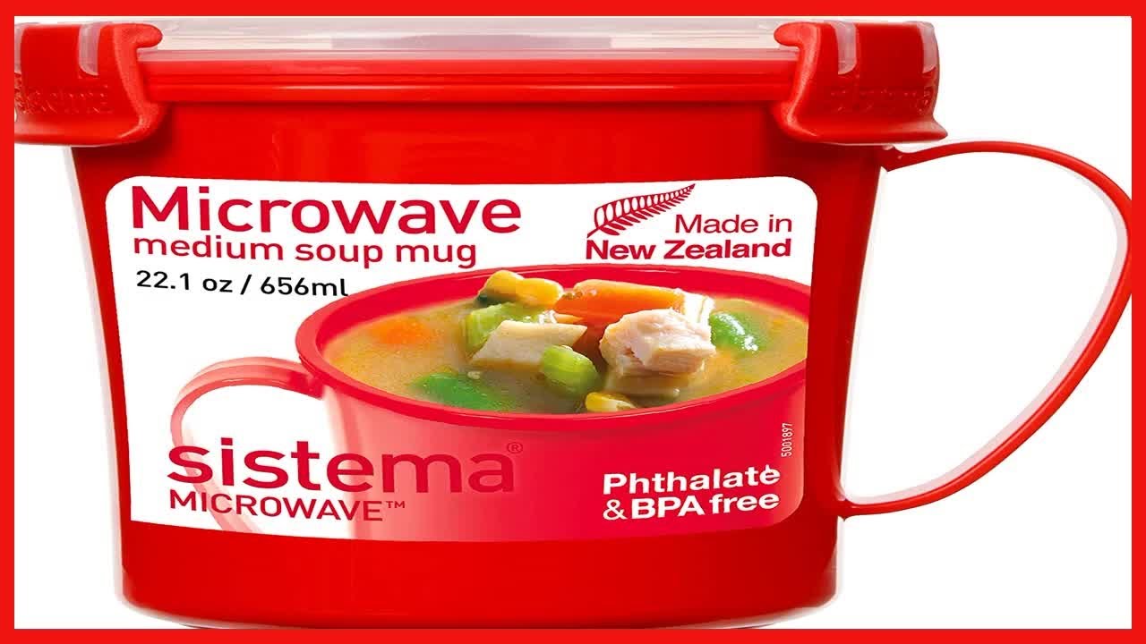 Sistema Microwave Soup Mug with Lid and Steam Release Vent,  Dishwasher Safe, 22.1-Ounce, Red: Klip It: Coffee Cups & Mugs