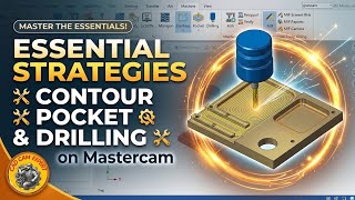 Mastercam 2D Machining Tutorial | 3 Essential Strategies: Contour, Pocket & Drilling