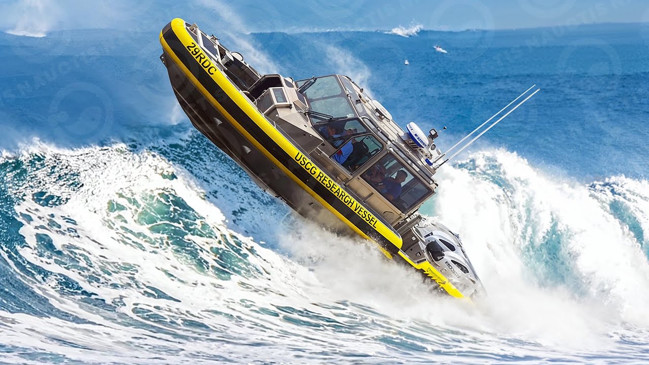 Epic Rescue: US Coast Guard Boat Surfs the Giant Monster Waves