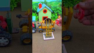 🔥 Real Working Mini Tractor Cement Pillar | Satisfying DIY Construction 🚜 #shorts