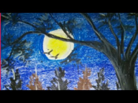 How to draw night scenary ||how to draw night||how draw night sky