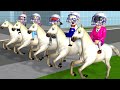 Horse Racing Miss T and Ice Cream Man with Neighbor - Scary Teacher 3D The Best Fun Animation