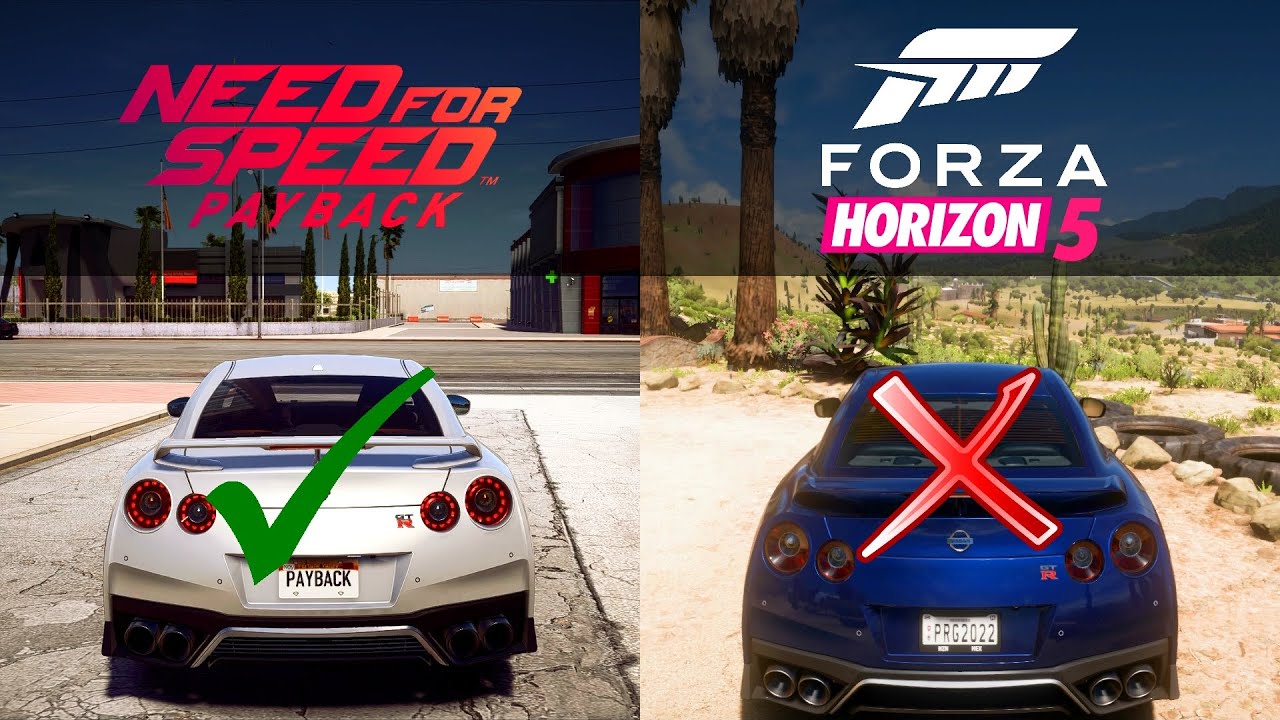 Need For Speed Payback vs Forza Horizon 5 - Nissan GTR R35 -  Sound & Speed Comparison