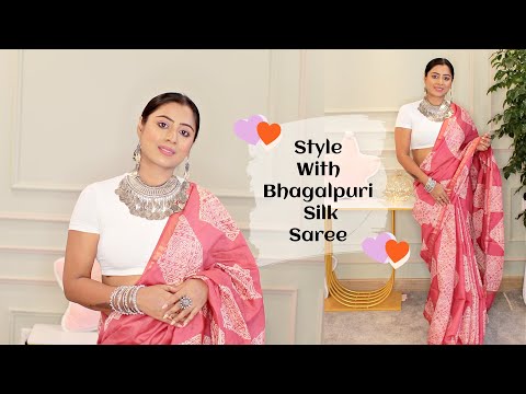 How To Look Elegant & Stylish With Simple Bhagalpuri Silk Saree