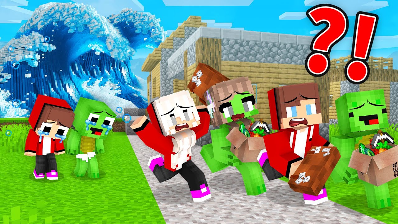 Mikey and JJ Survived The Tsunami Alone in Minecraft (Maizen)