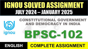 BPSC 102 Solved Assignment 2024-25 || bpsc-102 solved assignment in English || July 2024 to Jan 2025