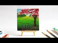 Cherry Blossom Tree Acrylic Painting Tutorial For Beginners | Easy Mini Canvas Painting Tutorial