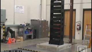 CPI Seismic Frame Two-Post Rack undergoing seismic testing