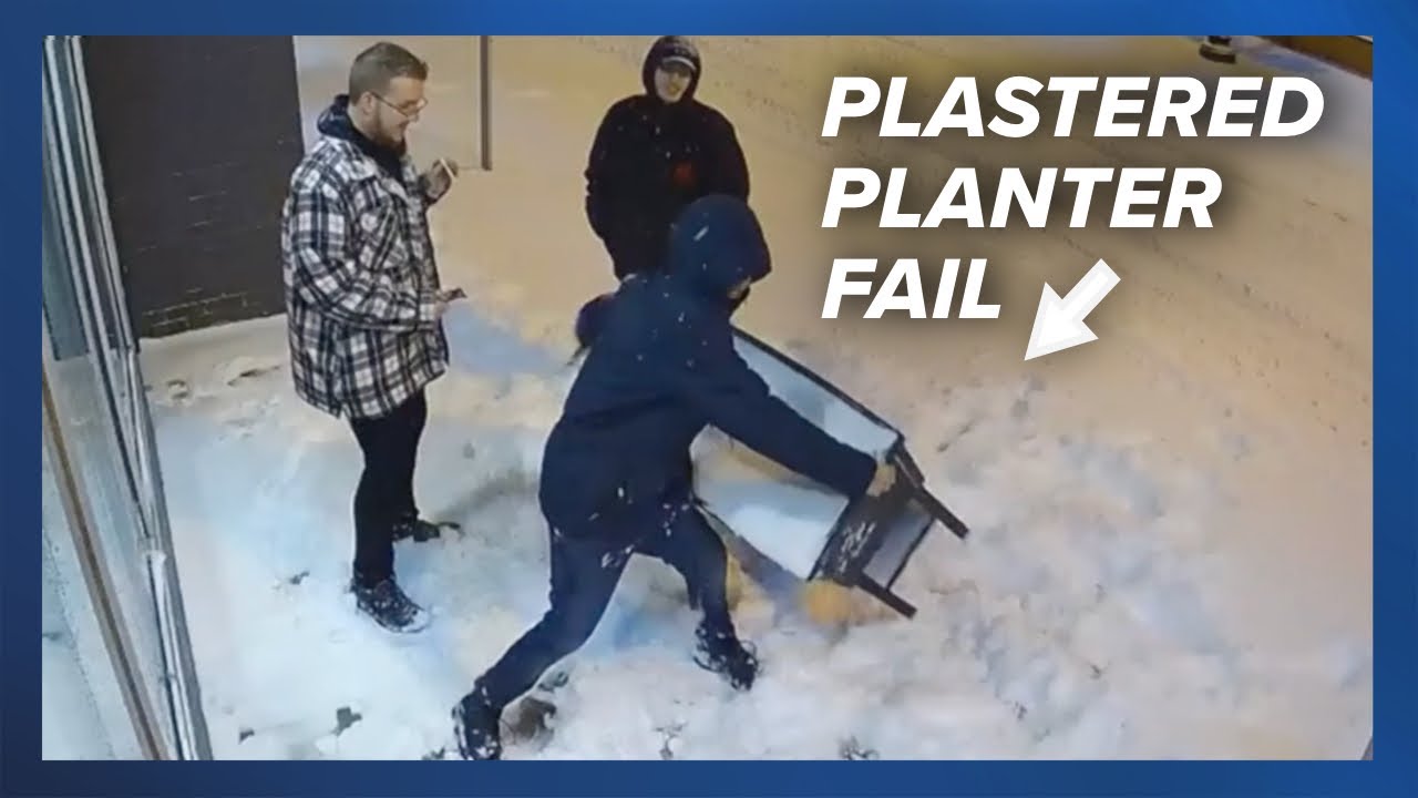 Man covers himself in dirt after trying to break window with planter