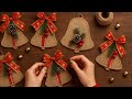 Beautiful Christmas bell made with cardboard and jute! DIY Christmas Bells