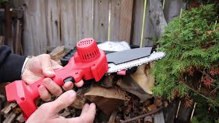 The ASJMREYE 24v Mini Chainsaw Kit. Like a small chainsaw only smaller.